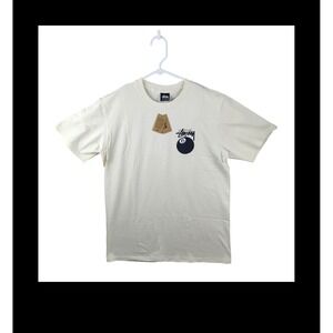 STUSSY 8 Ball Pig Dyed Tee Natural Medium Mens Short Sleeve T Shirt NWT